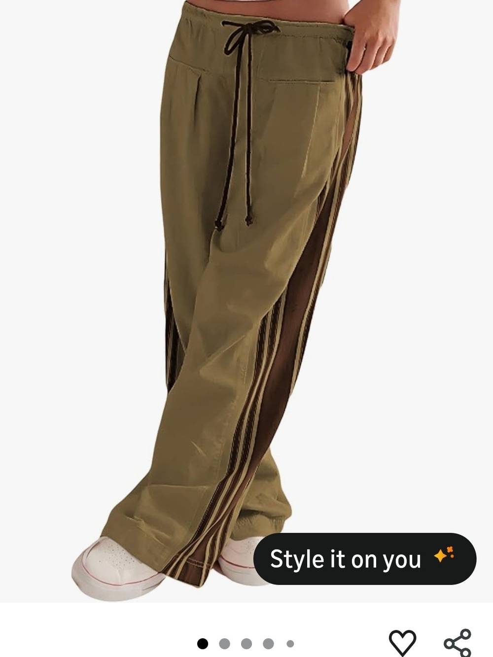 NWT Womens Olive Split-Side Drawstring Slouchy Palazzo Pants